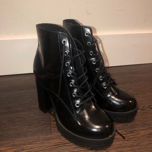 Patent black boots